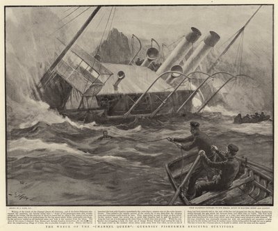 El naufragio de la Reina del Canal, pescadores de Guernsey rescatando sobrevivientes de Joseph Nash